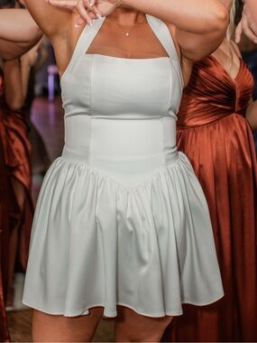 LEAU White Halter Mini Dress